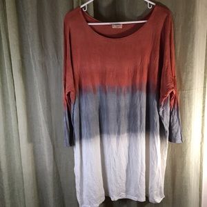 Fantastic Fawn Orange Gray Cream ombré Tie Dye Tunic